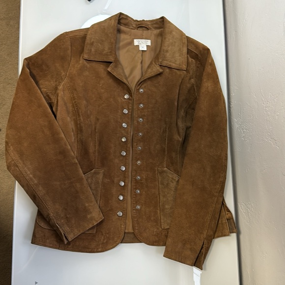 Christopher & Banks tan washable lined suede jacket M - Picture 5 of 13